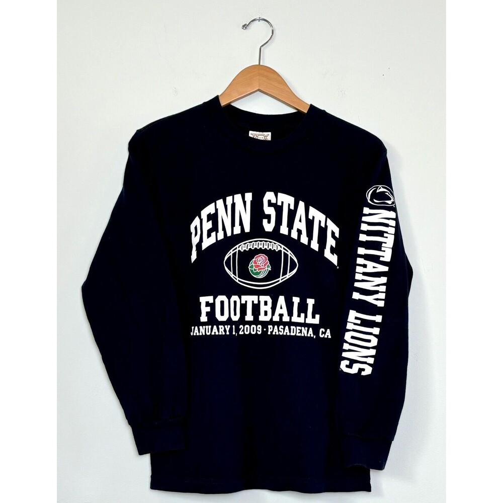 Penn State Nittany Lions NCAA 2009 Rose Bowl LS Tee Sleeve Spellout Blue Size S